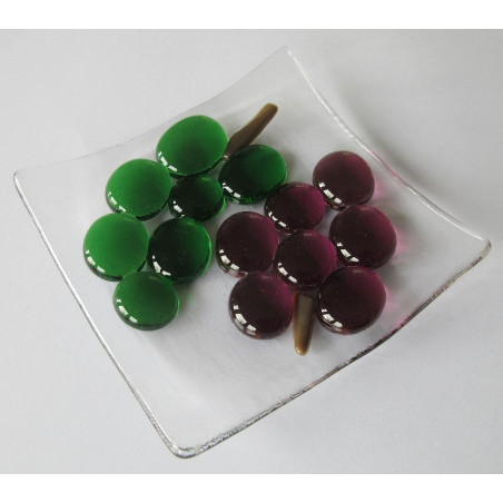 Fused Glass Grapes Trinket Dish