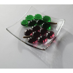 Fused Glass Grapes Trinket Dish