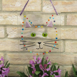 Colourful Cat Face Wall Hanging