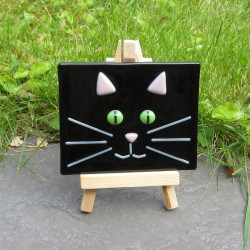 Black Cat Face on Mini Easel