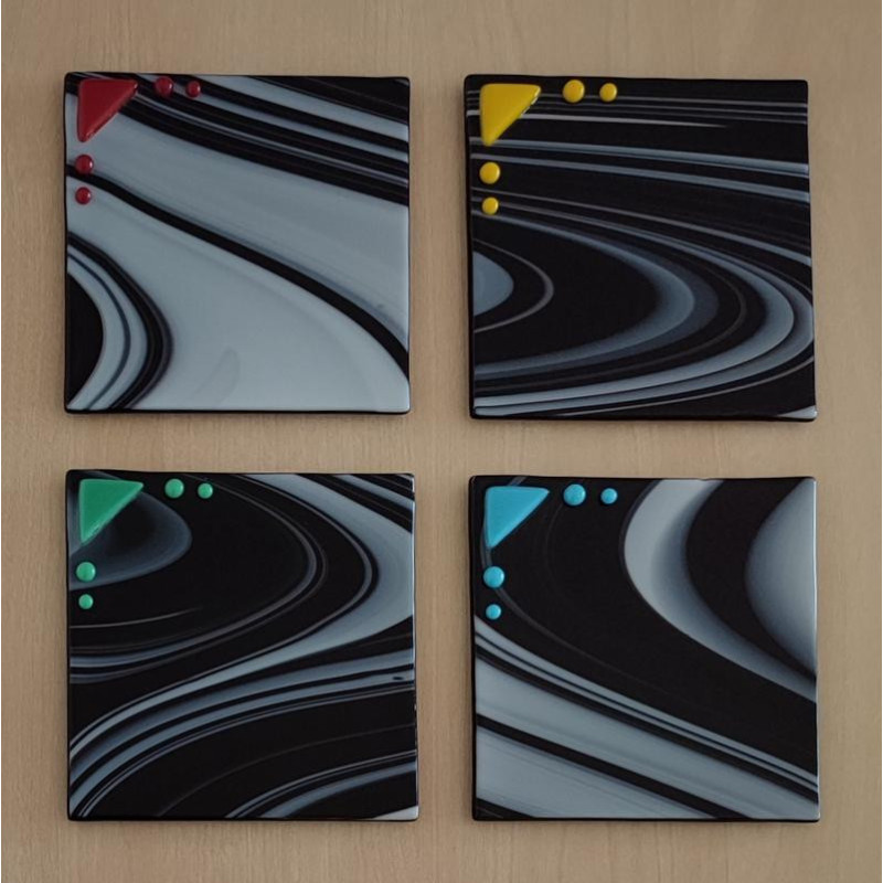 Set of 4 Black and White Swirl Coasters