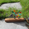 Rainbow Hedgehog in a Wooden Stand