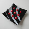 Black and White Swirl Dish with Raised Red Spots